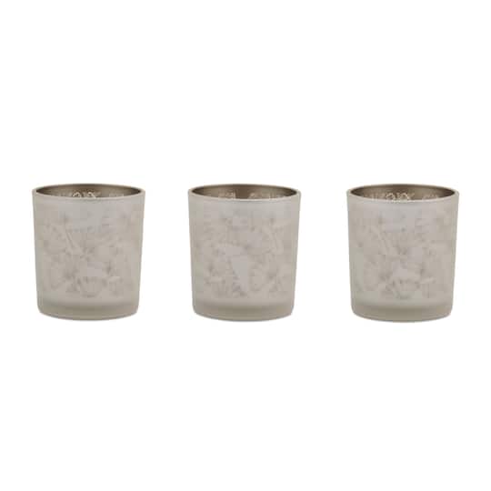 3" Silver & Gold Glass Votive Candle Holders, 3ct.